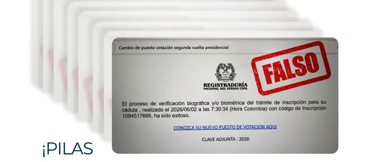 Aviso de alerta que hace la Registraduría. 