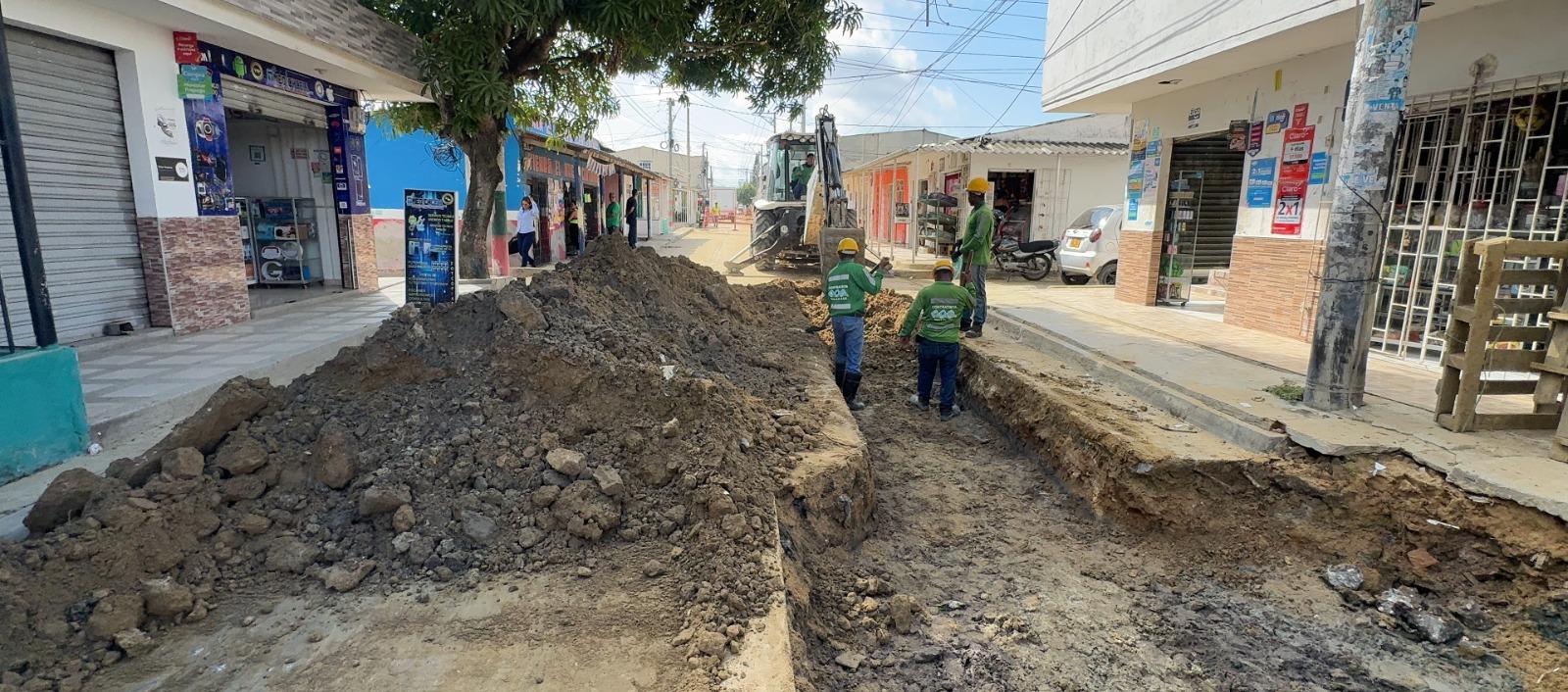 Aspecto de obras para ampliar cobertura en acueducto y alcantarillado. 