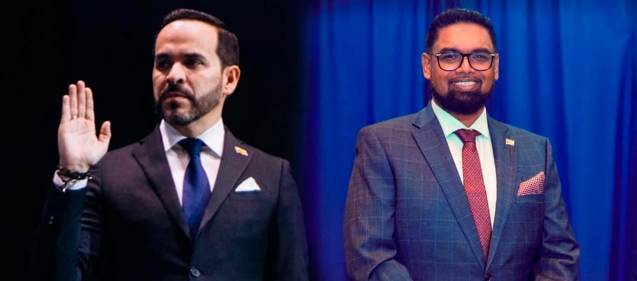 Abelardo De La Espriella y Mohamed Irfaan Ali, presidente electo de Colombia y presidente de Guyana, respectivamente.