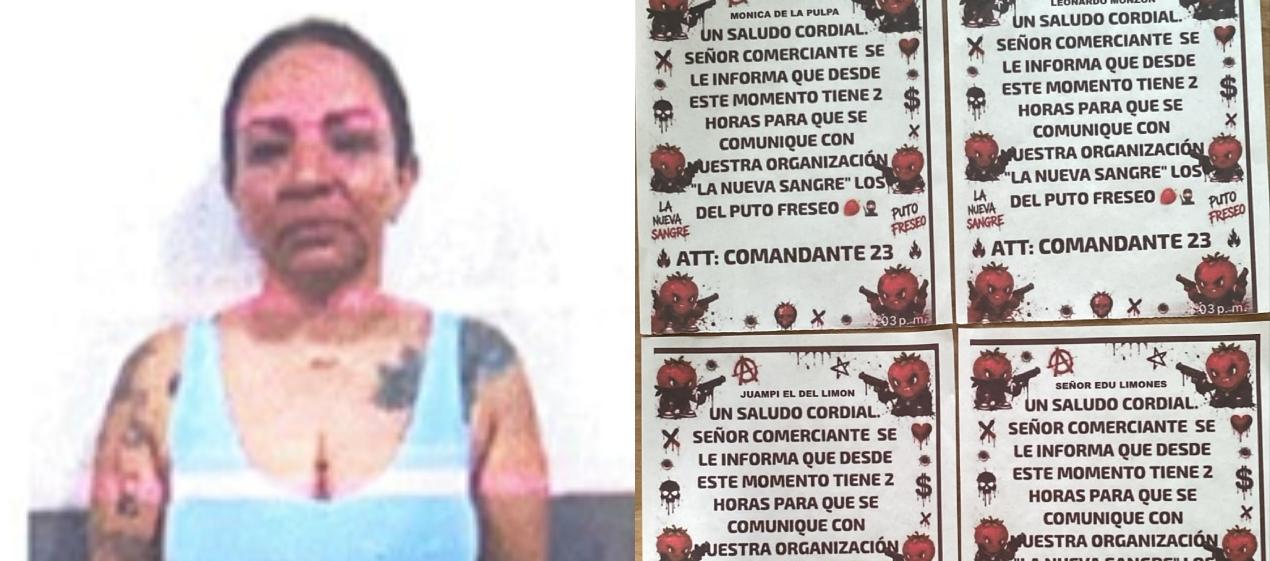 Karina Barajas Ariza, alias ‘La Chiqui’ y los panfletos que le encontraron. 
