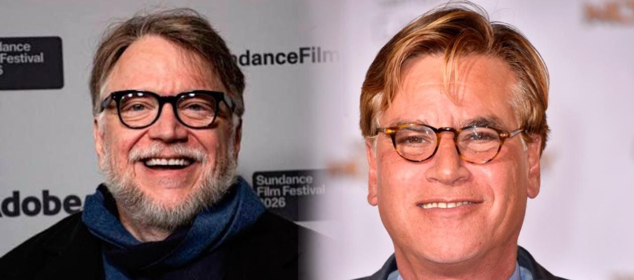 El director Guillermo del Toro y el guionista Aaron Sorkin.