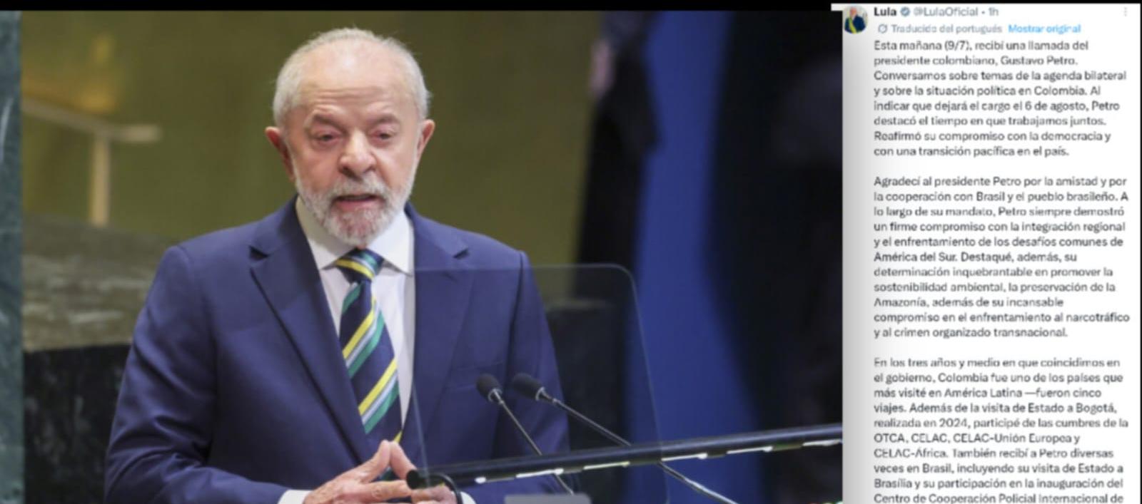 Luiz Inácio Lula y el X publicado por el presidente de Brasil
