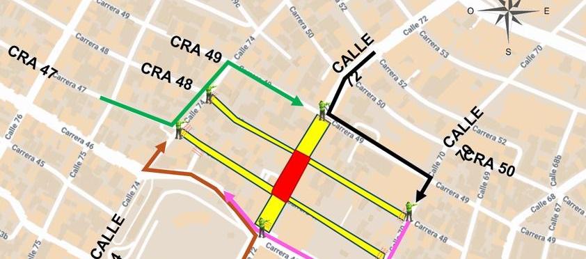 Imagen del mapa que muestra la zona de cierre.