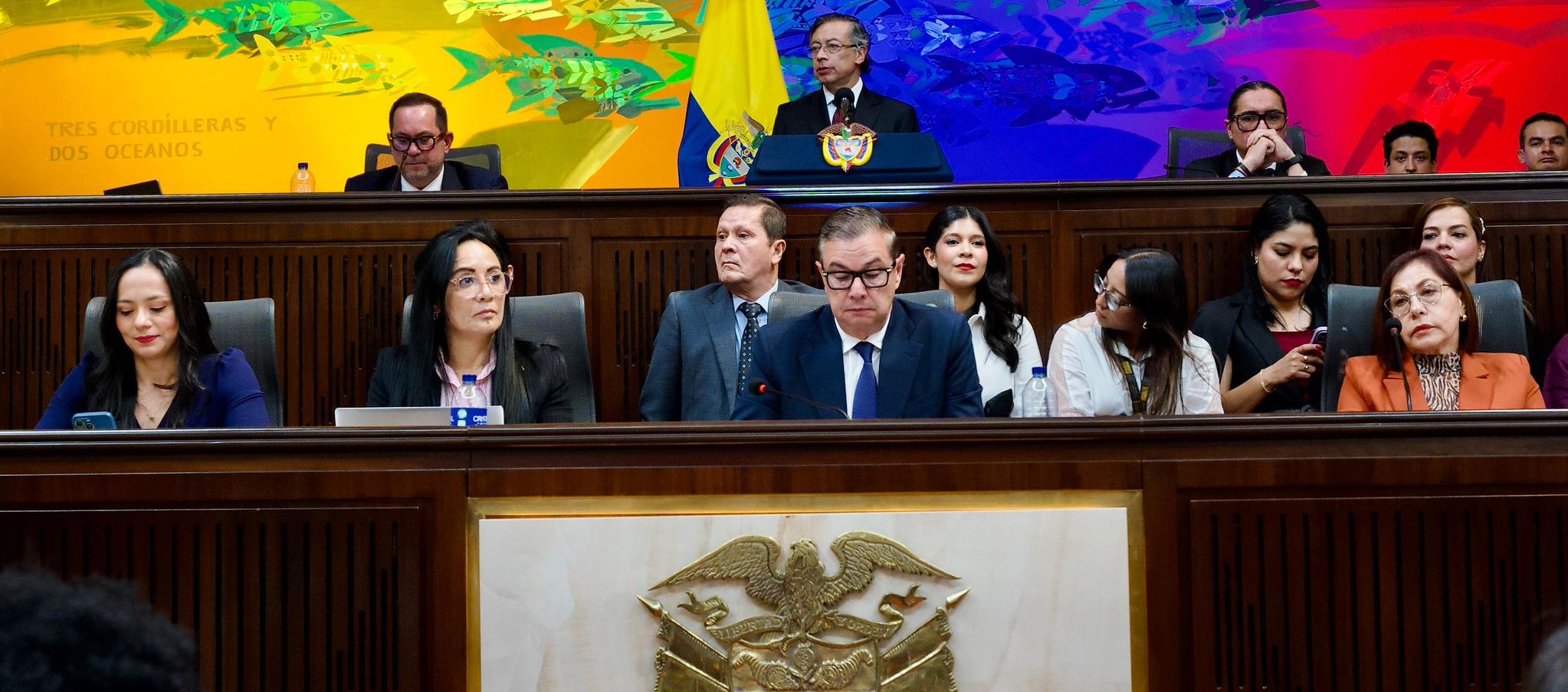 El Presidente Gustavo Petro durante su discurso.