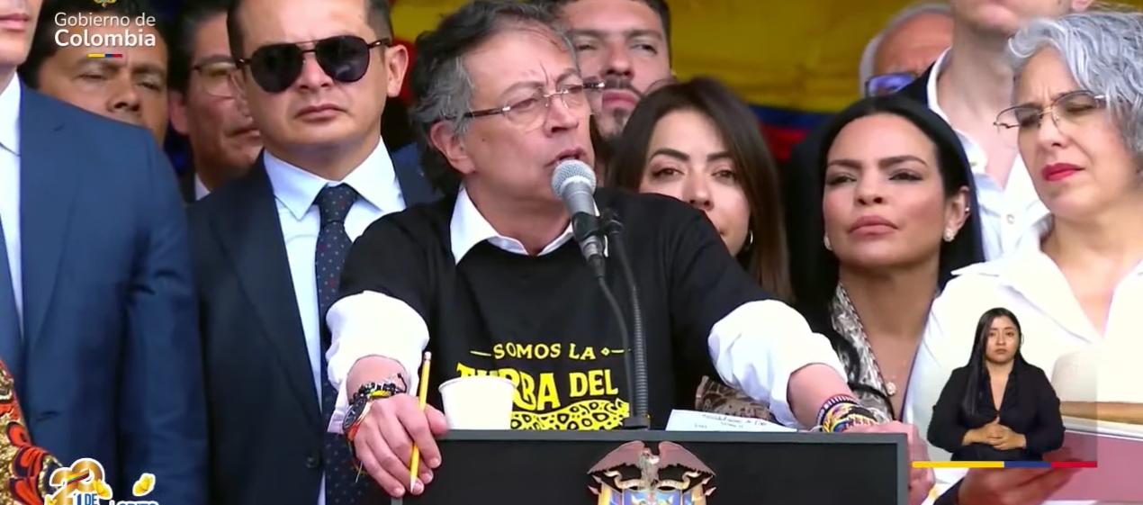 El Presidente Gustavo Petro durante su discurso. 