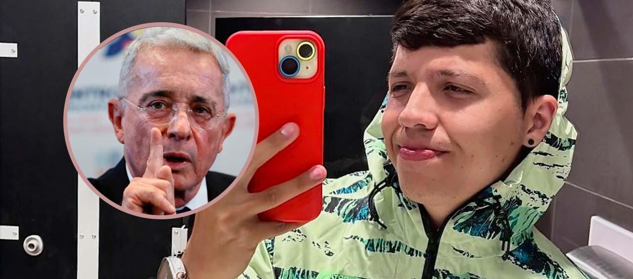 El expresidente Álvaro Uribe y el joven Johan Sebastián Durán Guerrero.