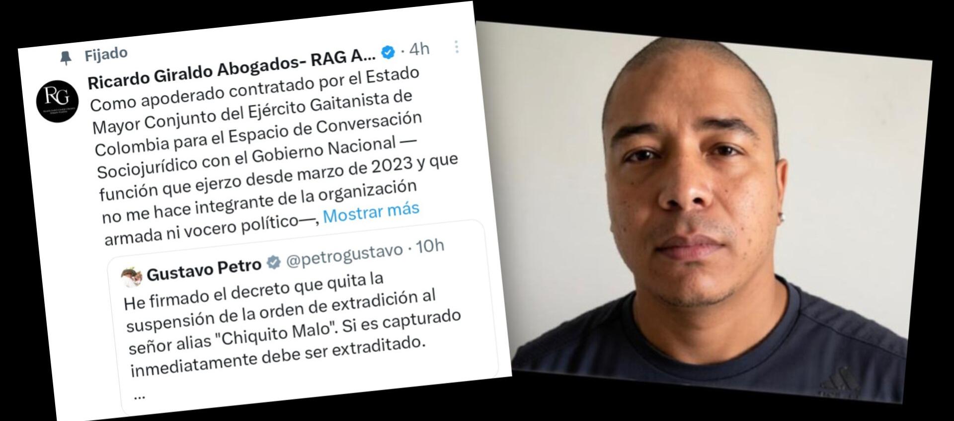 Trino del abogado Ricardo Giraldo y fotografía de 'Chiquito malo'