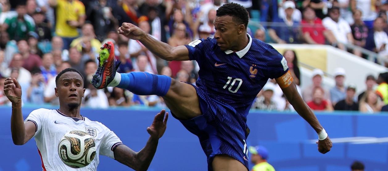 Kylian Mbappé durante el partido por el tercer lugar contra Inglaterra.