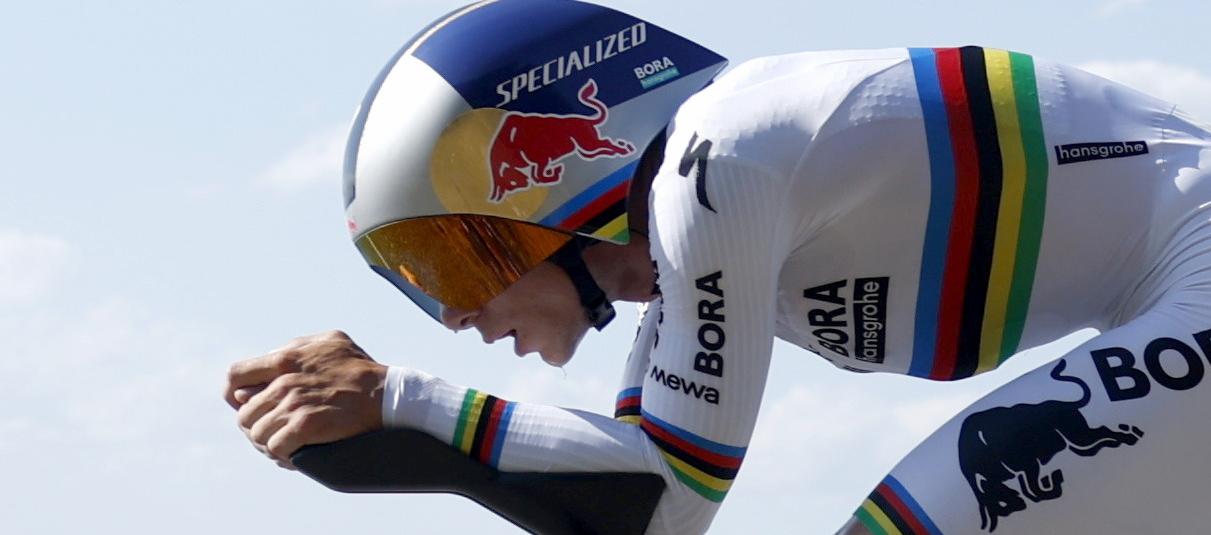 Remco Evenepoel durante su actuación en la contrarreloj individual.