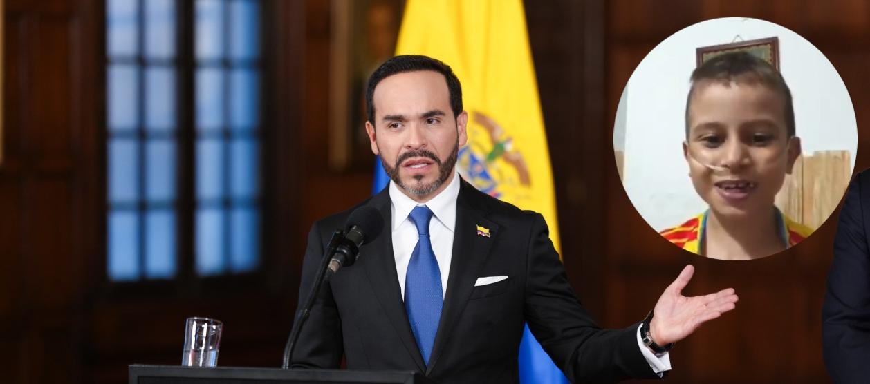 El Presidente Abelardo De La Espriella y el niño Lucas Francesco Murillo García.