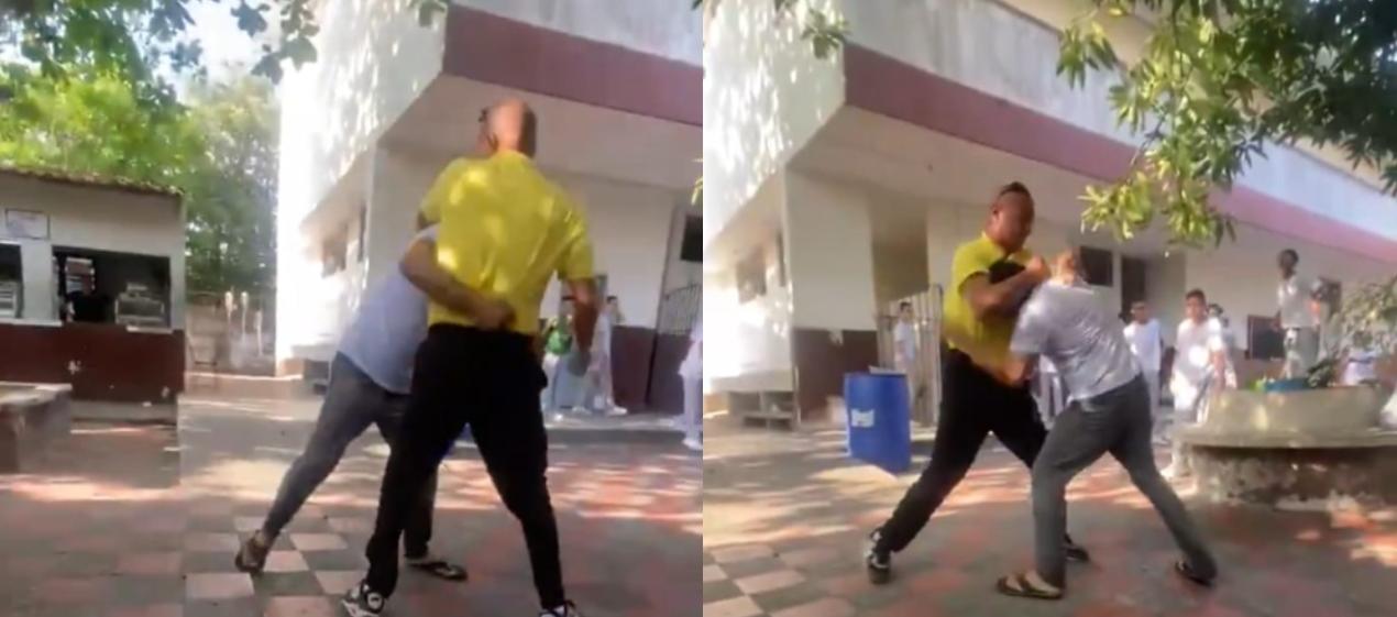 Momento de la agresión entre docente y padre de familia. 