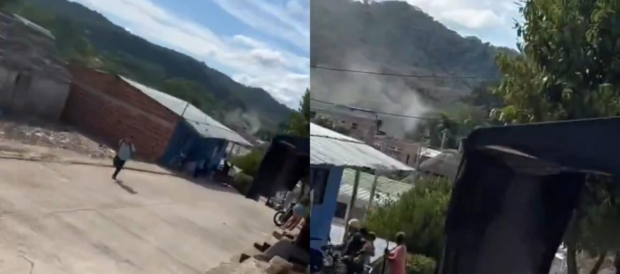 Momento en que se presentó el ataque con drones en Norosí. 