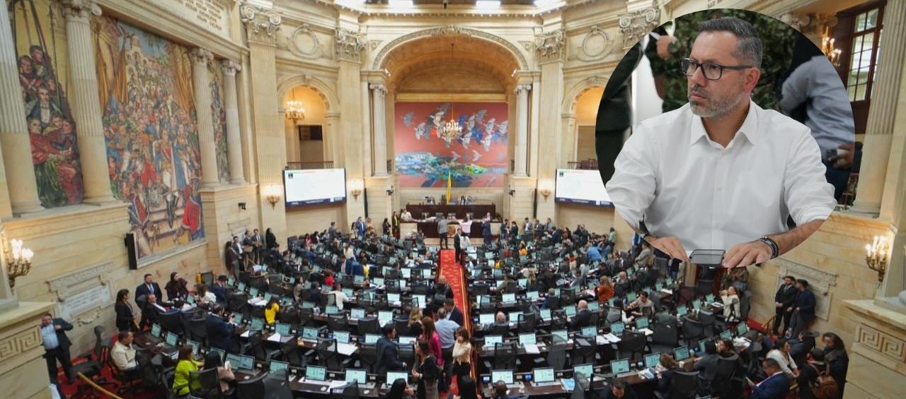 Imagen de la Cámara de Representantes y el Ministro de Vivienda, Jaime Andrés Beltrán.