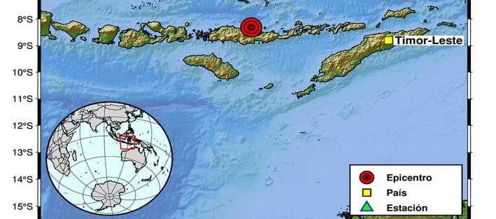 Epicentro del terremoto de este viernes en Indonesia. 