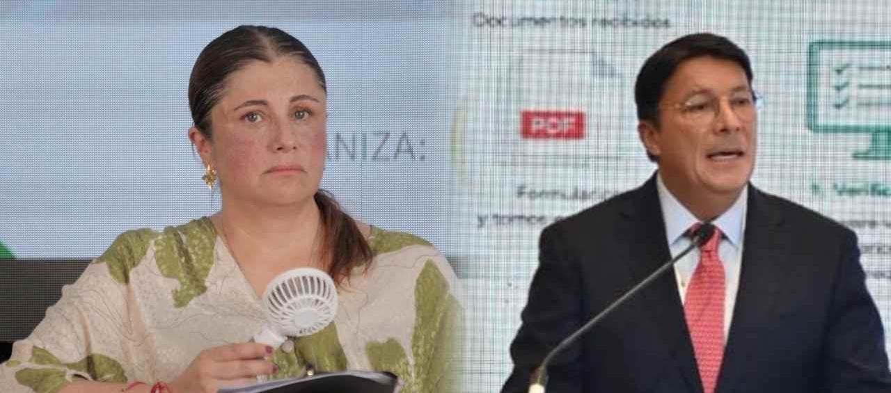 La defensora Iris Marín Ortiz y el registrador Hernán Penagos.