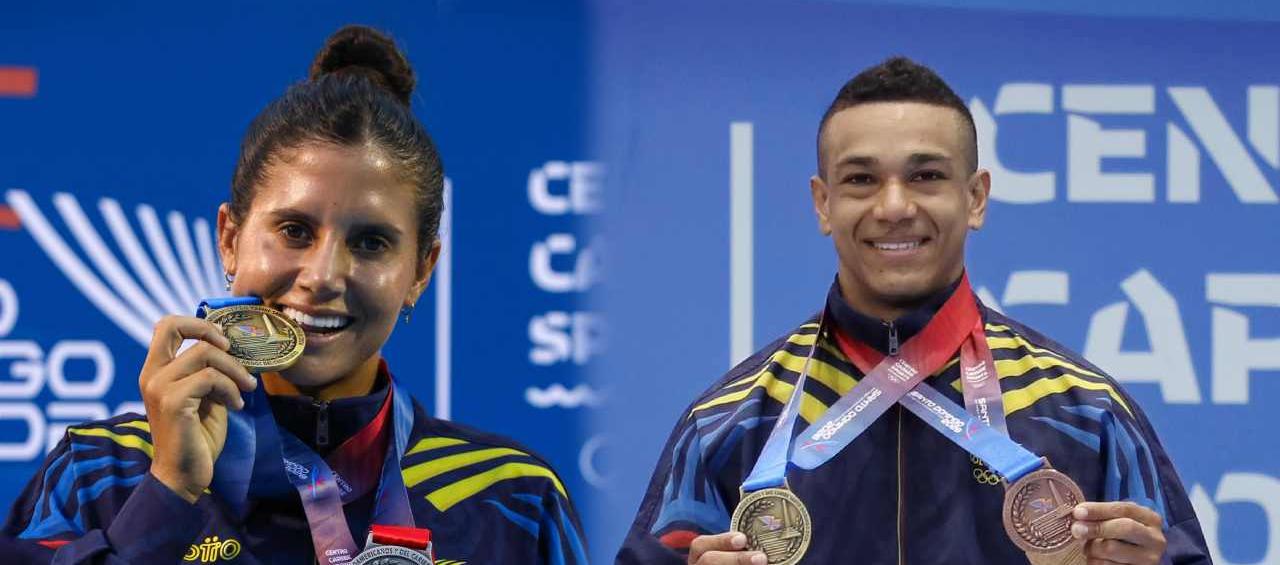 La tenista María Paulina Pérez y el pesista Duván Ferrer.