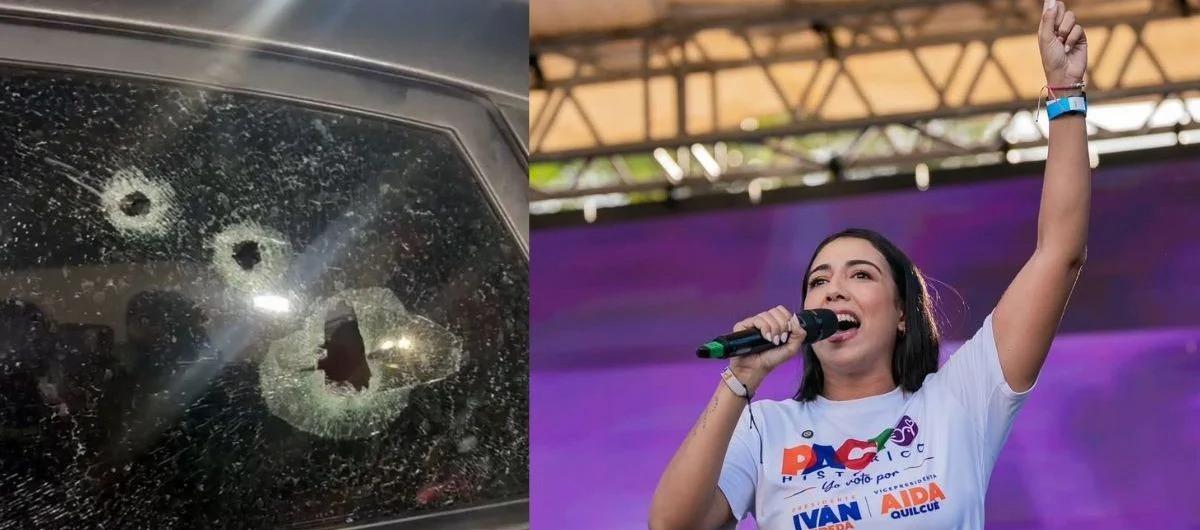 Las balas que impactaron el vehículo y la excandidata Naylea Barros.