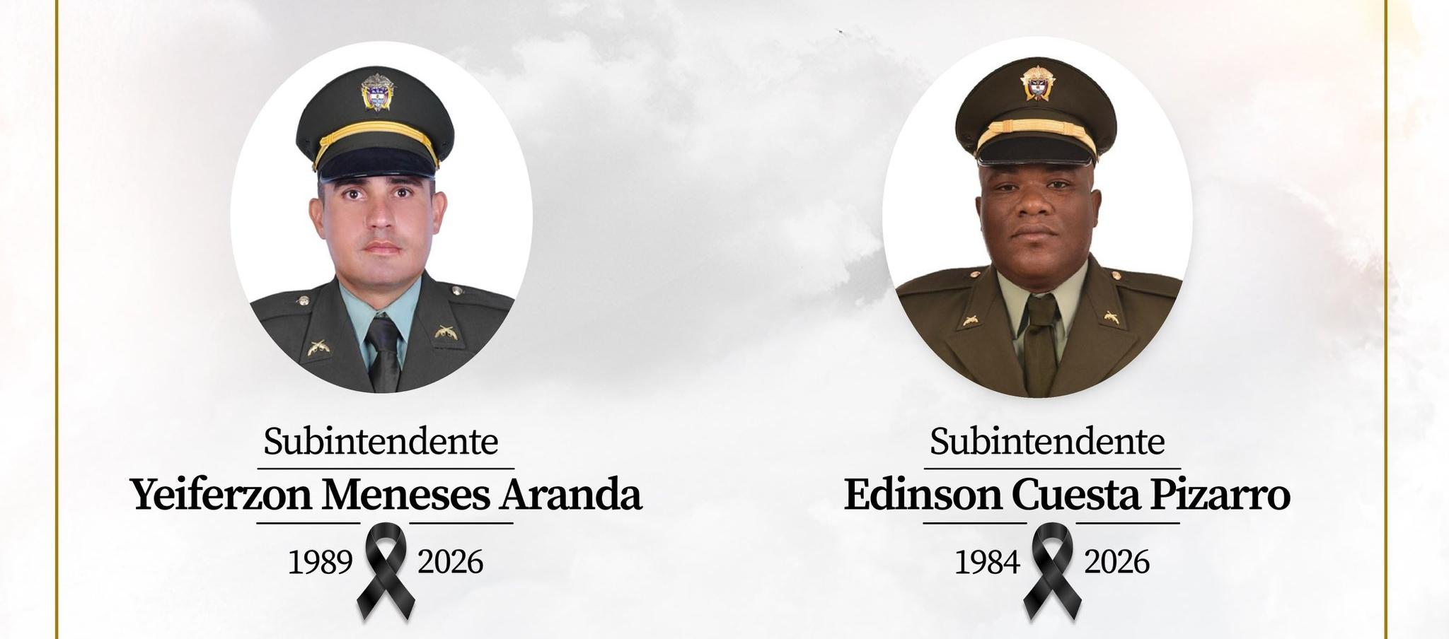 Los subintendentes Yeiferzon Meneses Aranda y Edinson Cuesta Pizarro.