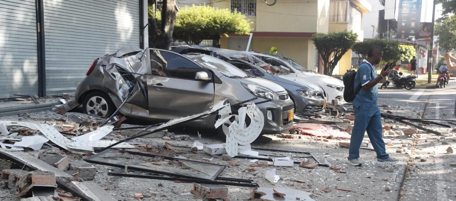Destrozos tras el terremoto en la ciudad de Cali. 