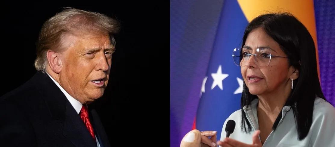 Donald Trump y Delcy Rodríguez.