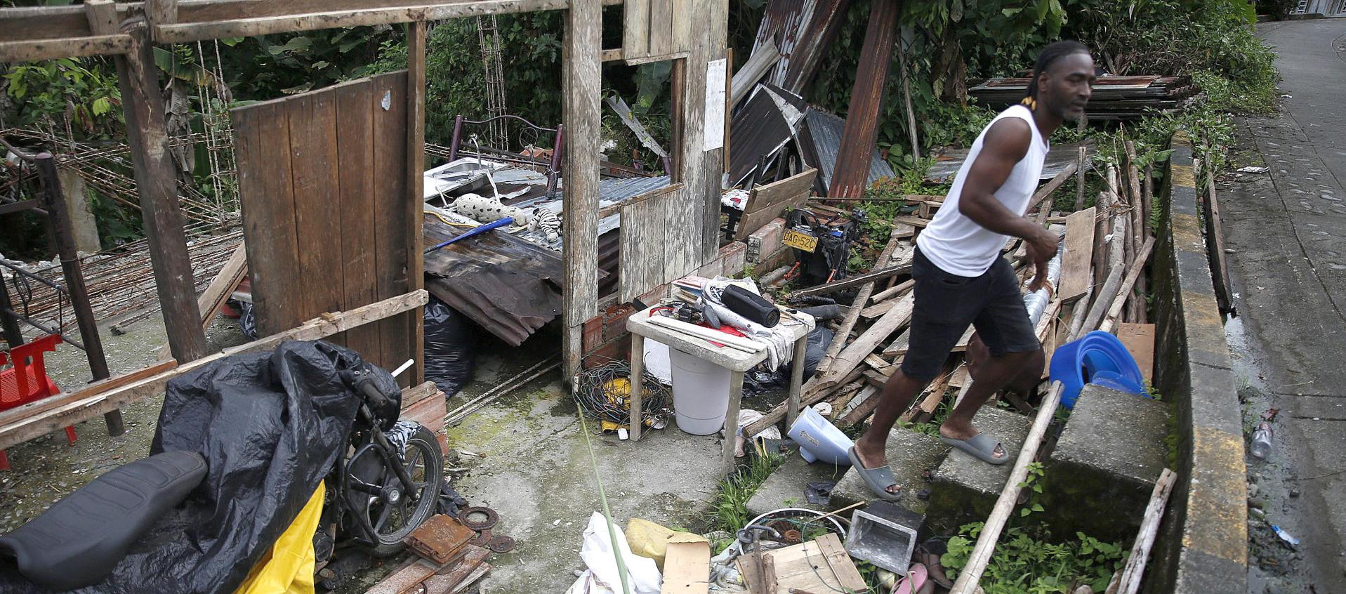 Una vivienda afectada en zona rural de Buenaventura tras el terremoto.