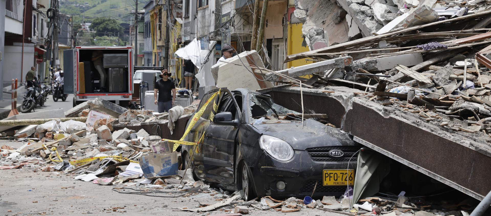 Zona destruida por el terremoto.