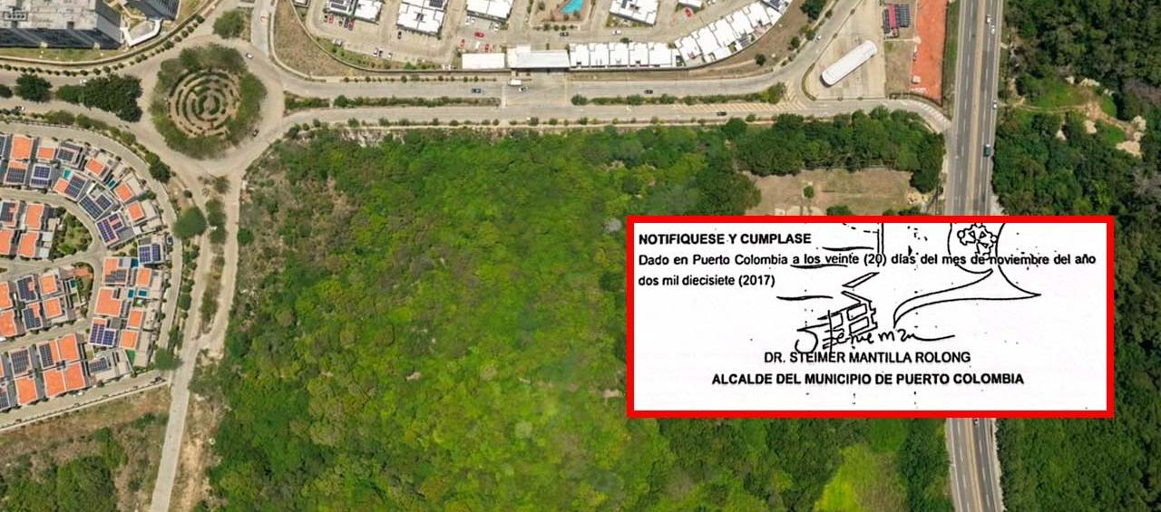 El lote de 33637 metros cuadrados y la firma "falsificada" de Steimer Mantilla