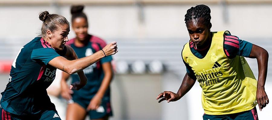 La colombiana Linda Caicedo durante un entrenamiento con el Real Madrid femenino.