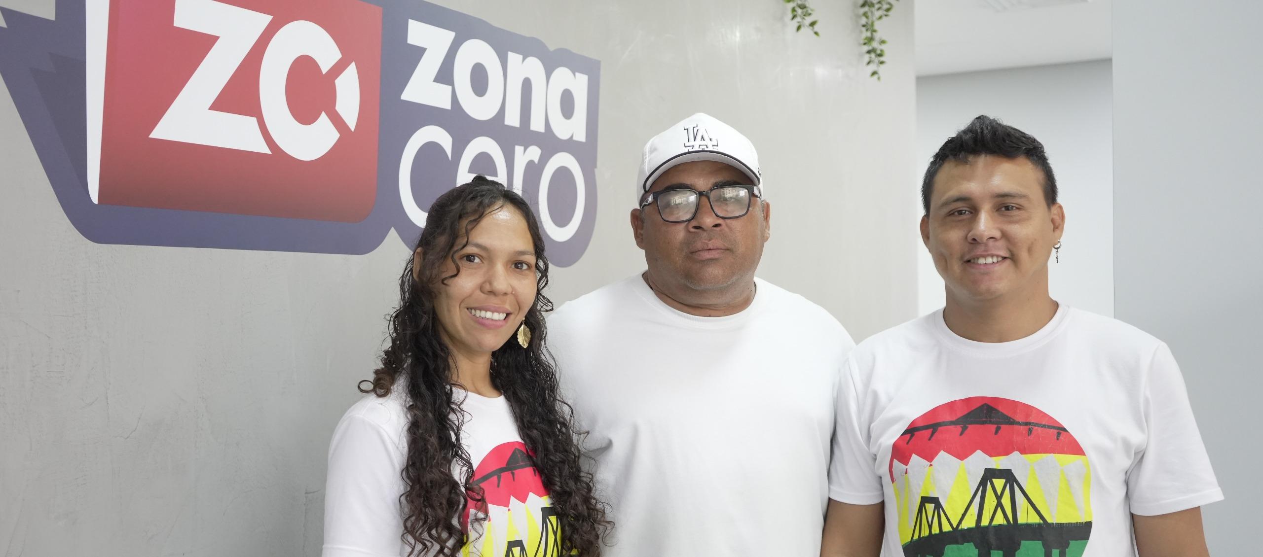 Lisseth Méndez Aguas, Tomás Jiménez Díaz y Génesis Vargas Jiménez, fundadores de MonuBaq. 