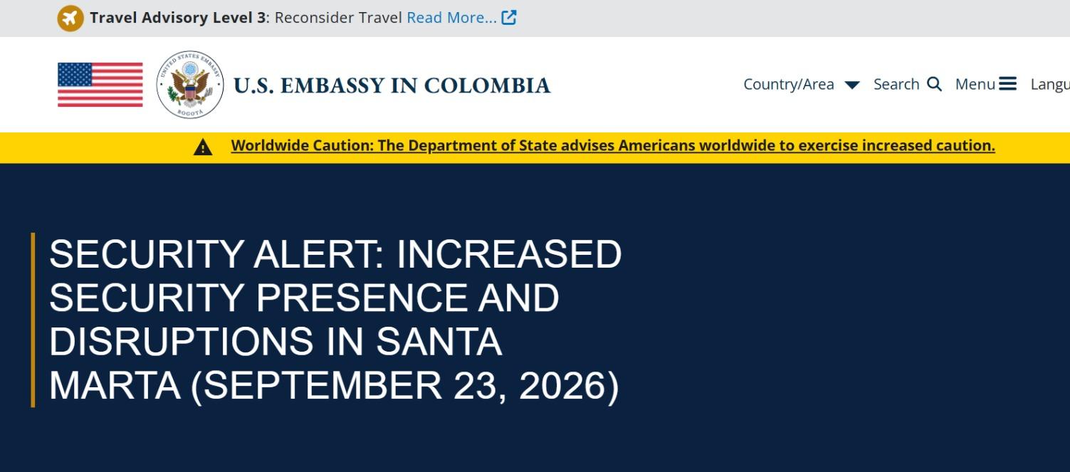 Alerta que emitió Estados Unidos. 