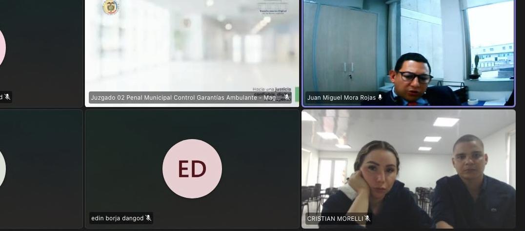 Aspecto de la audiencia virtual en donde la Fiscalía presentó a la mujer ante un juez de Santa Marta. 