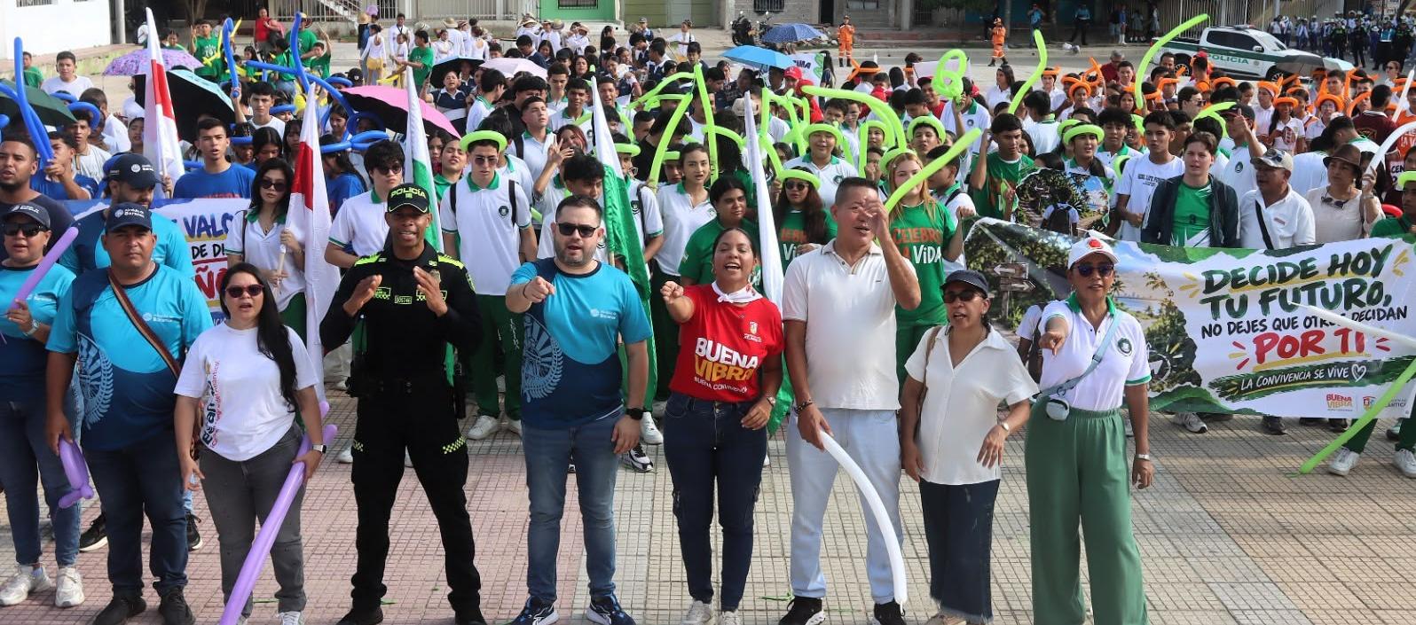 Texto alternativo Los jóvenes marcharon en el municipio de Baranoa. 