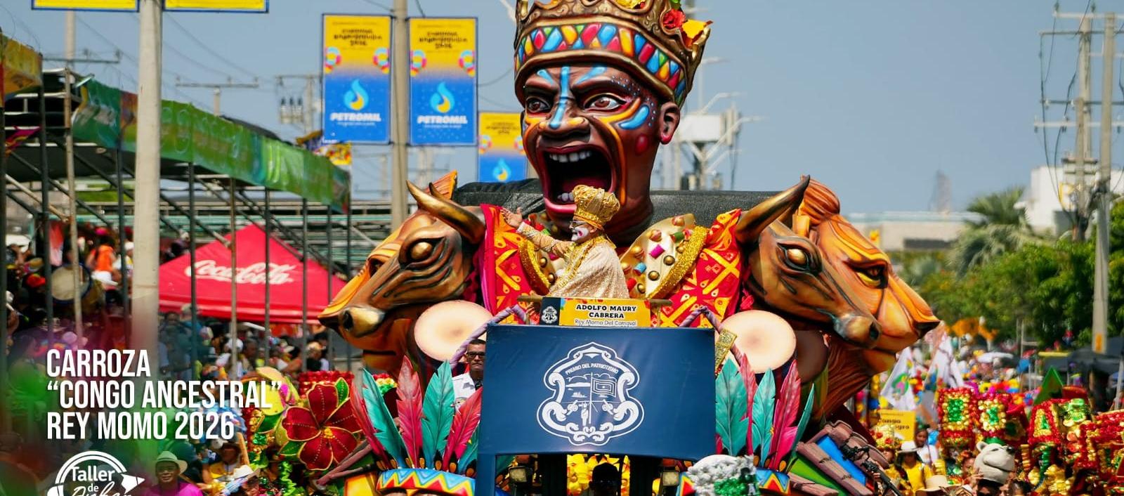 Carroza 'Congo ancestral' del Rey Momo 2026 Adolfo Maury.