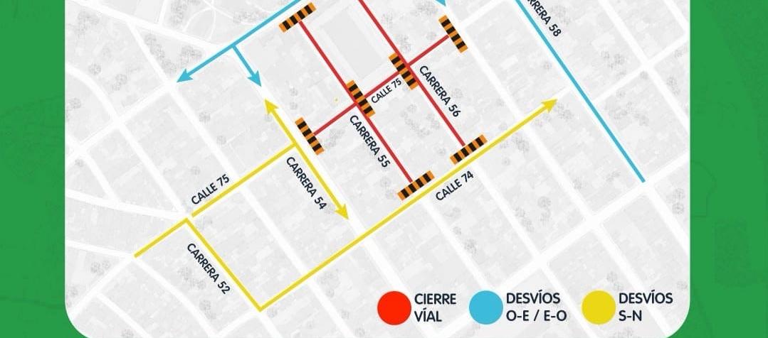Cierres viales este martes 8 de septiembre en el norte de Barranquilla. 
