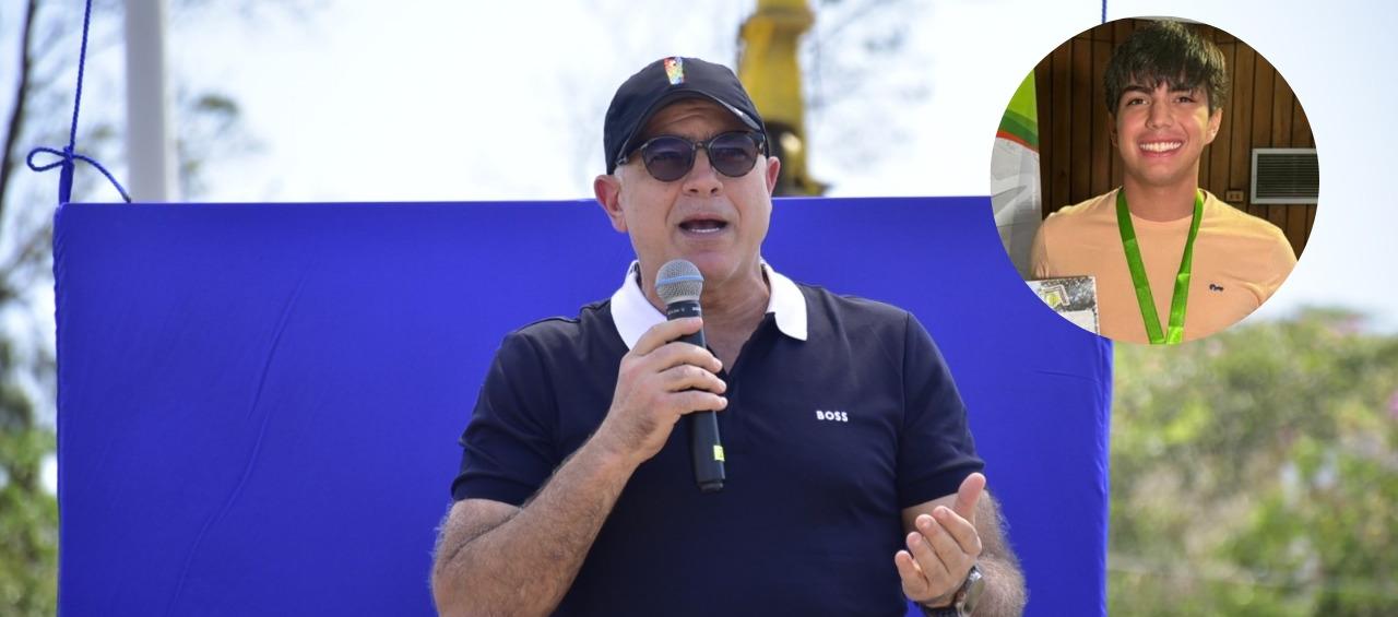 Christian Daes, COO de Tecnoglass, y el estudiante Matías Luengas Vergel.
