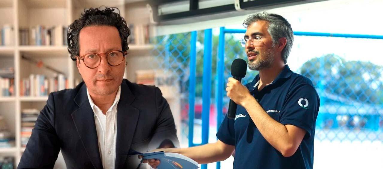 Ricardo Valencia saliente director del Dane y Juan Manuel Alvarado Nivia nuevo director de la entidad.