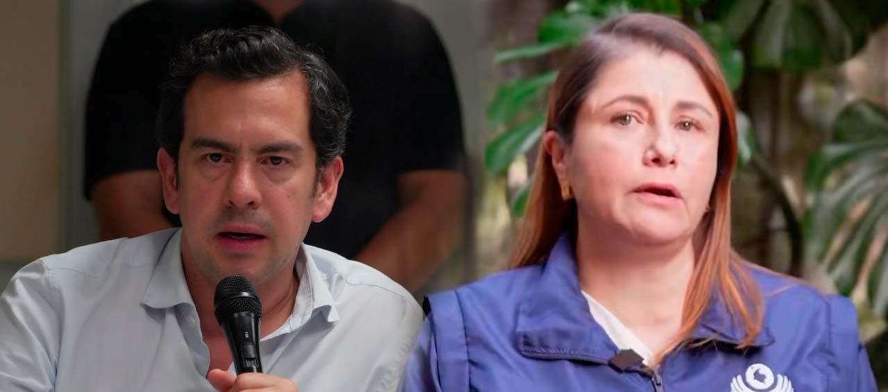 El Ministro del Interior, Rodrigo Lara y la Defensora del Pueblo, Iris Marín.
