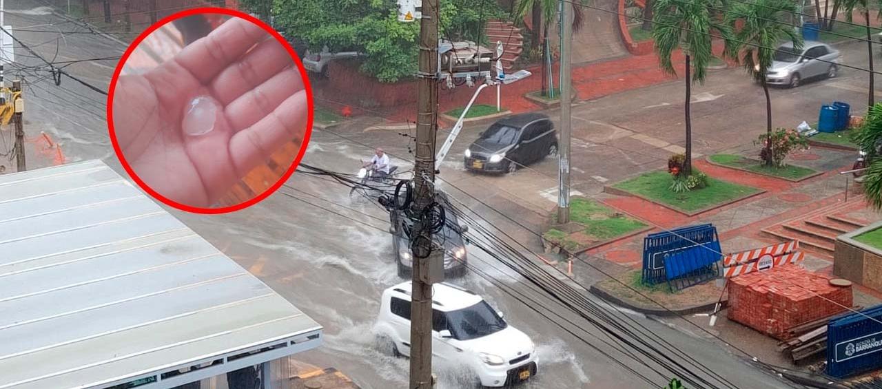 Fuertes lluvias de esta tarde en Barranquilla. En algunos sectores se reporta caída de granizo. 