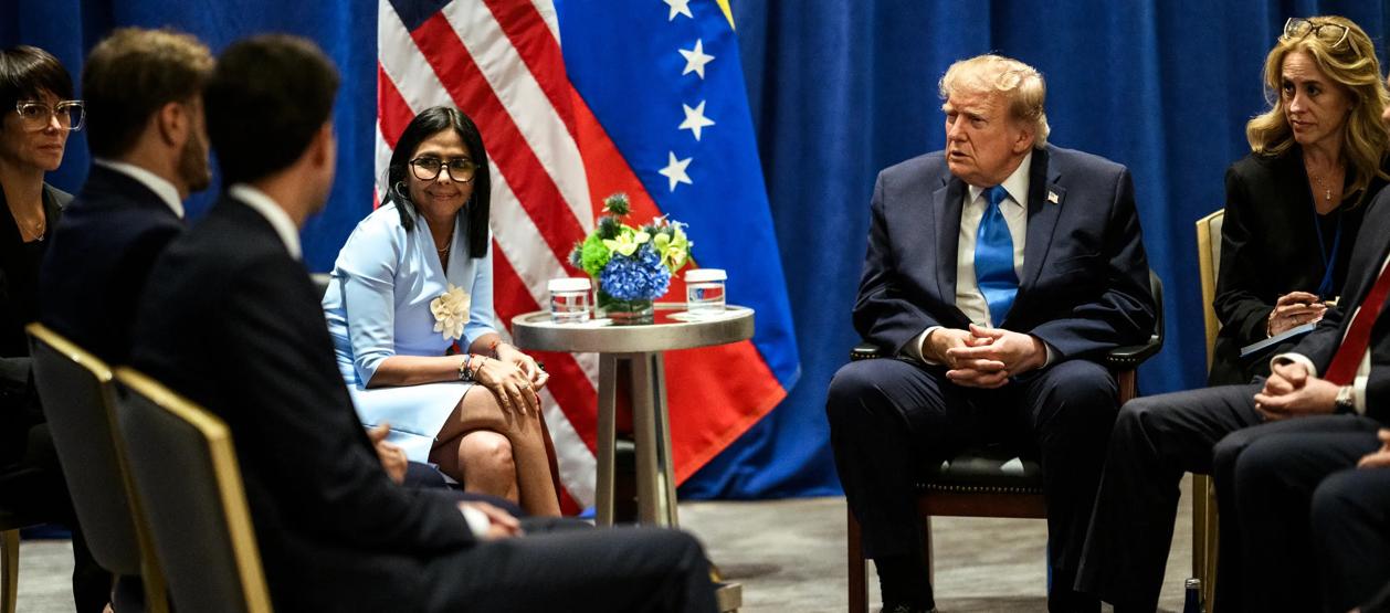 Reunión de Delcy Rodríguez y Donald Trump.