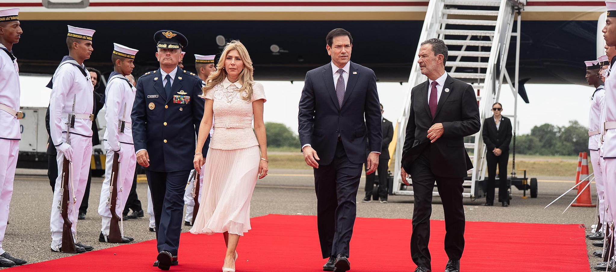 Jeanette Dousdebes Rubio, el secretario de Estado de Estados Unidos, Marco Rubio, y el Canciller de Colombia, Omar Bula.