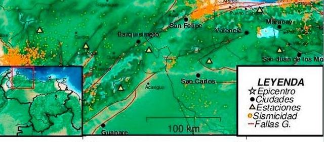 Sismo reportado en los estados de Falcón y Yaracuy, a 55 kilómetros  de la localidad de Churuguara. 