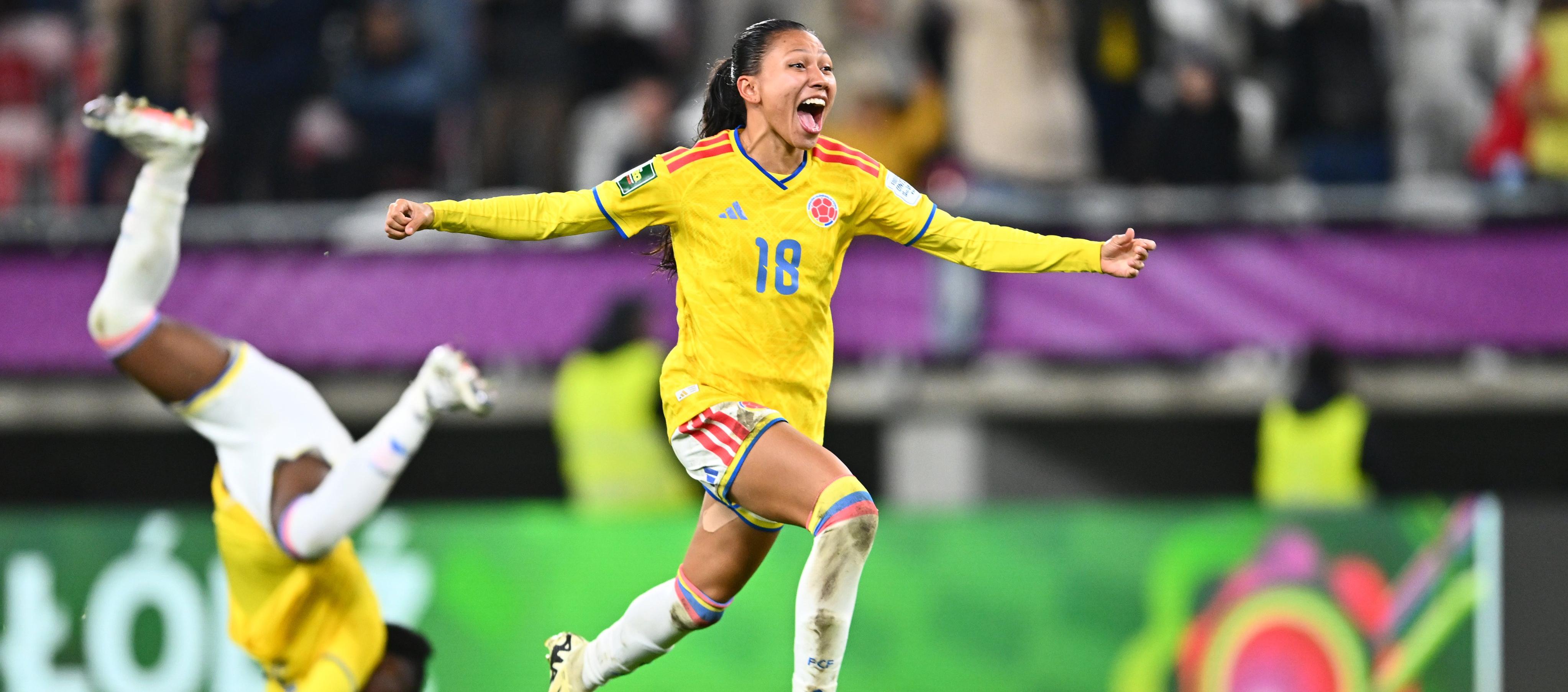 La colombiana Catalina Cortés celebra tras el triunfo sobre Italia. 