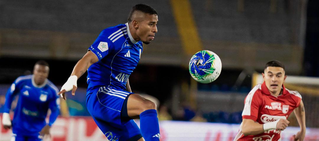 Jhomier Guerrero durante el partido contra Santa Fe.