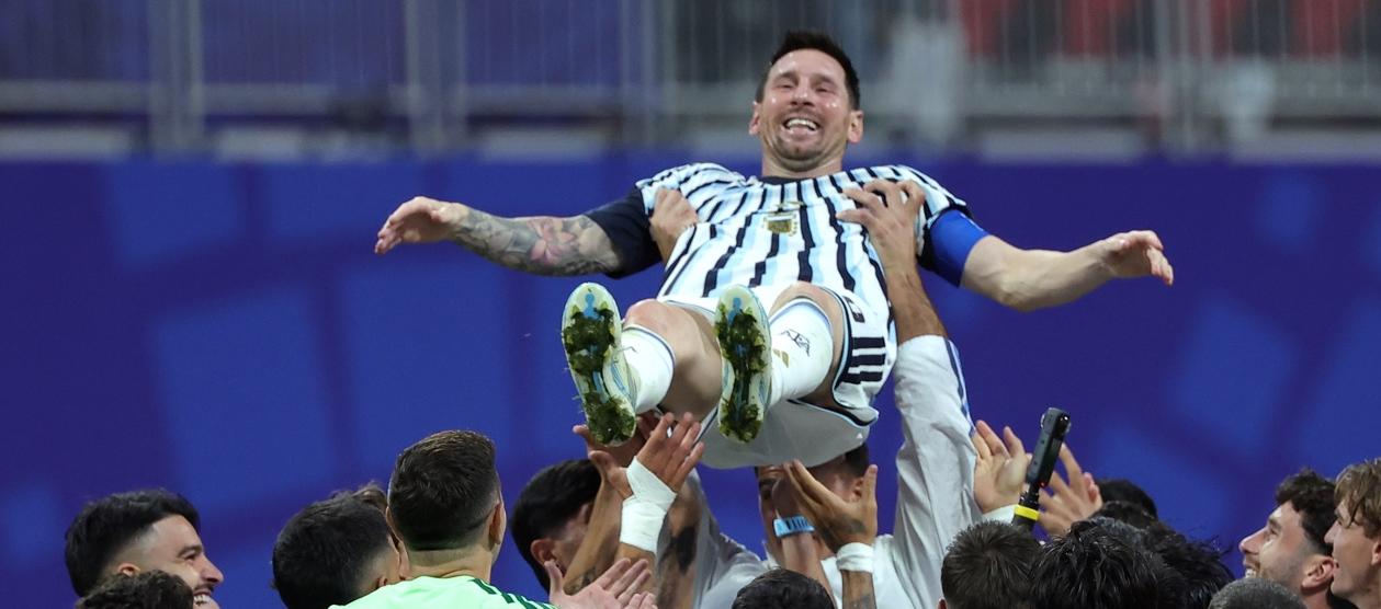 Lionel Messi festejando con Argentina durante el pasado Mundial. 