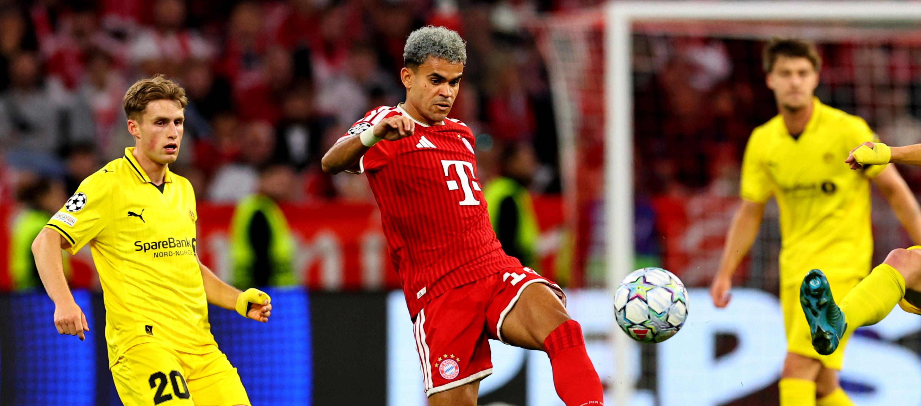 Luis Díaz durante un partido de Liga de Campeones con el Bayern Múnich. 