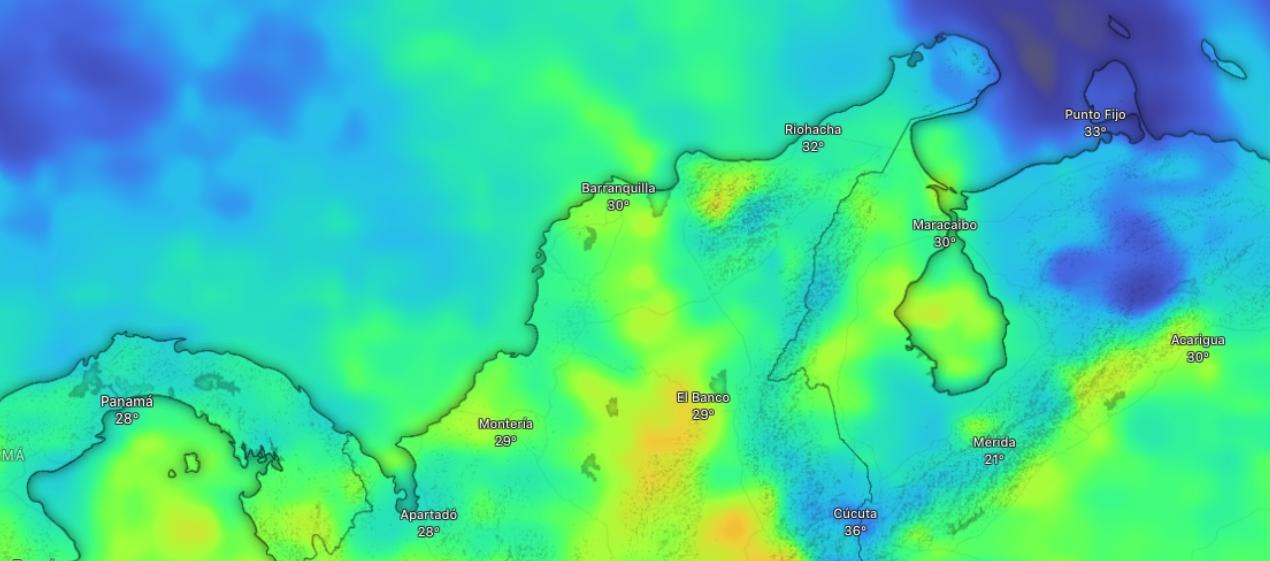 Los colores verde y amarillo indica mayor acumulado de lluvias en las próximas 72 horas. 