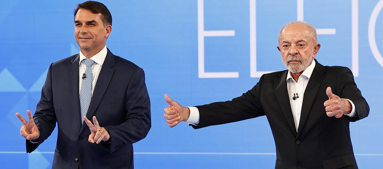 El senador opositor Flávio Bolsonaro y el presidente Luiz Inácio Lula da Silva.