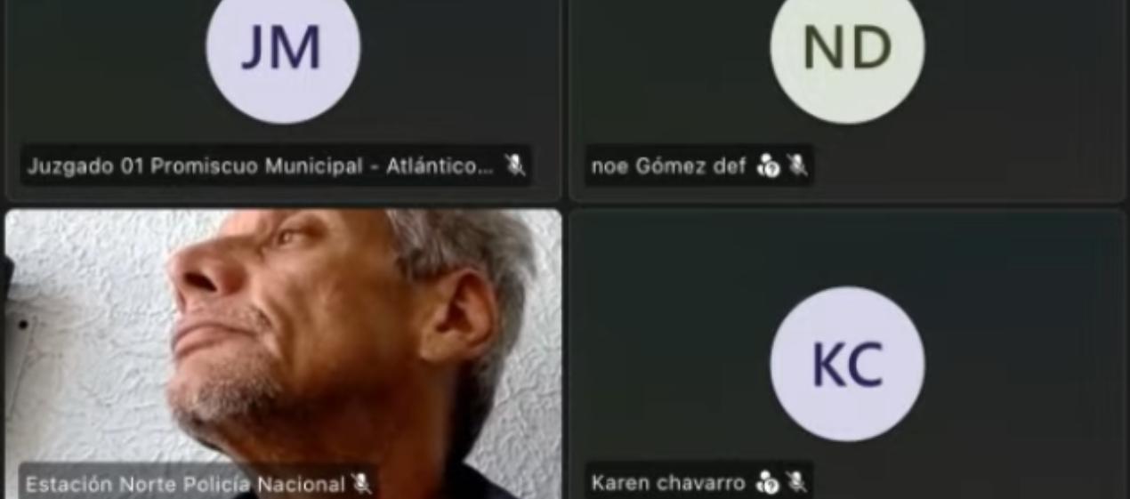 Juan Fernando Álvarez Torres durante la audiencia virtual de este viernes. 