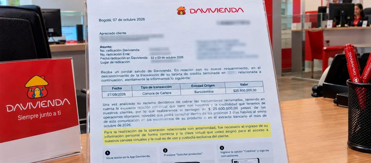 Davivienda respondió al derecho de petición enviado por el periodista a la entidad bancaria. 