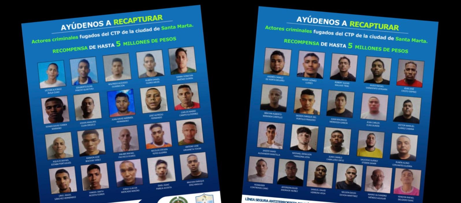 Cartel de los fugados en Santa Marta